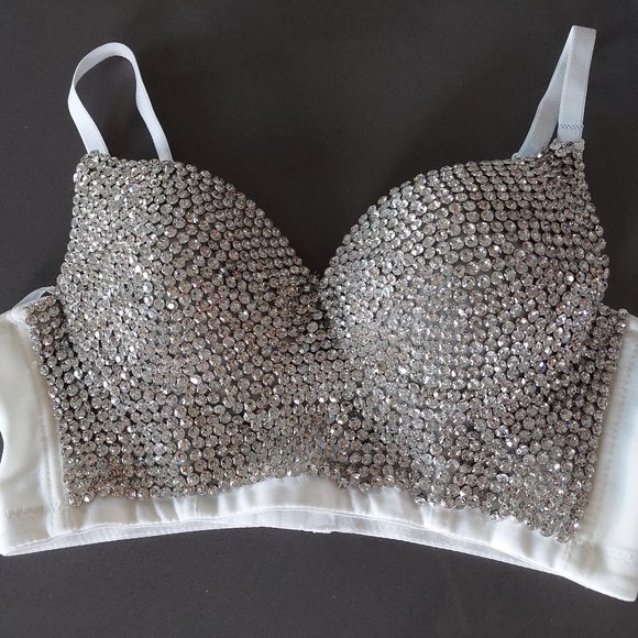 Rhinestone Embellished Bustier/Bra/Bralette/Corset - Picture 1 of 4